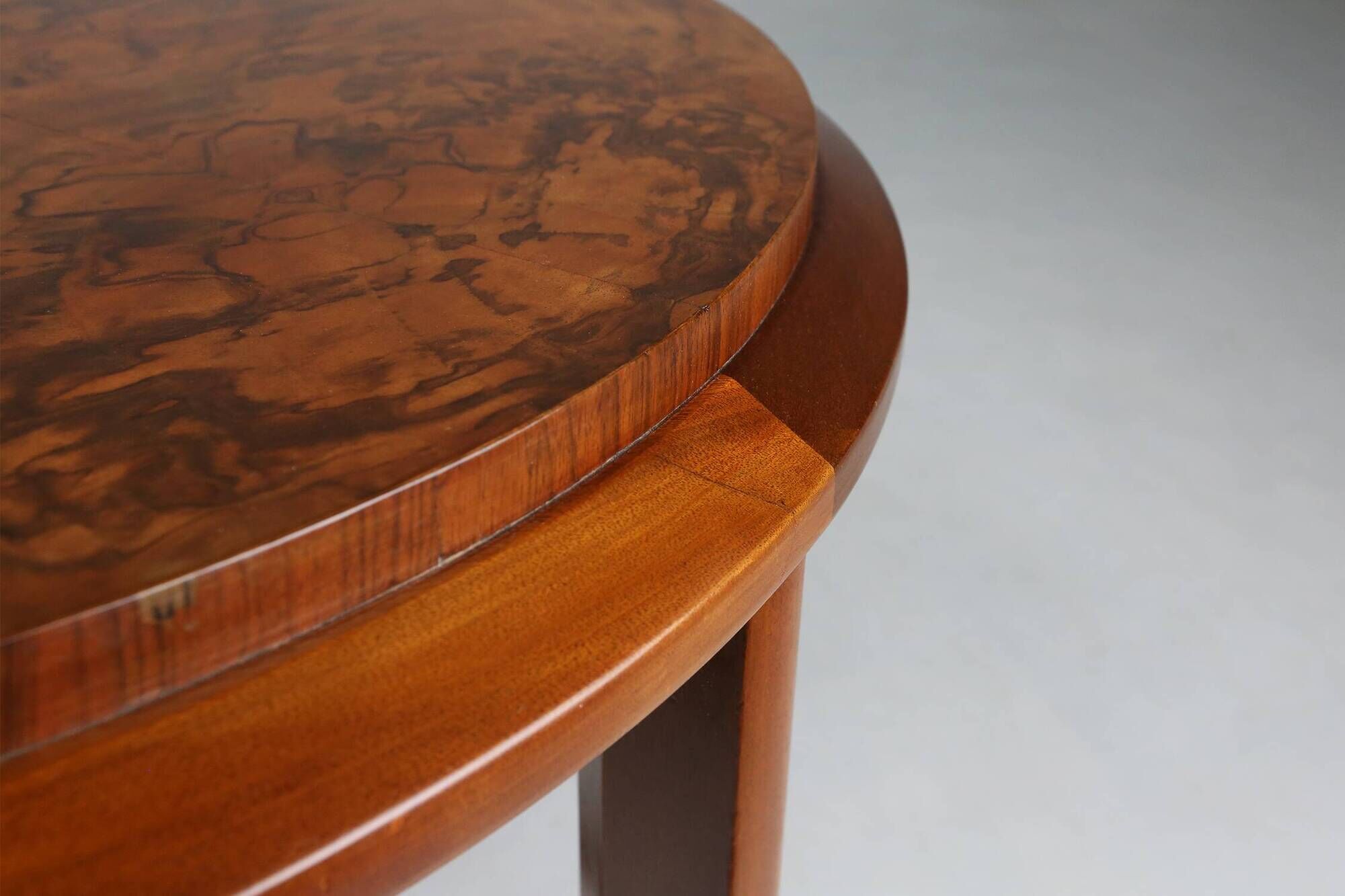 Luxurious Art Deco coffee table in root wood veneer, France, 1930s