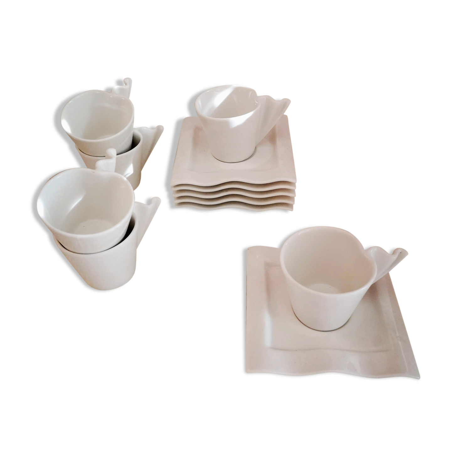 Porcelain volute espresso coffee service