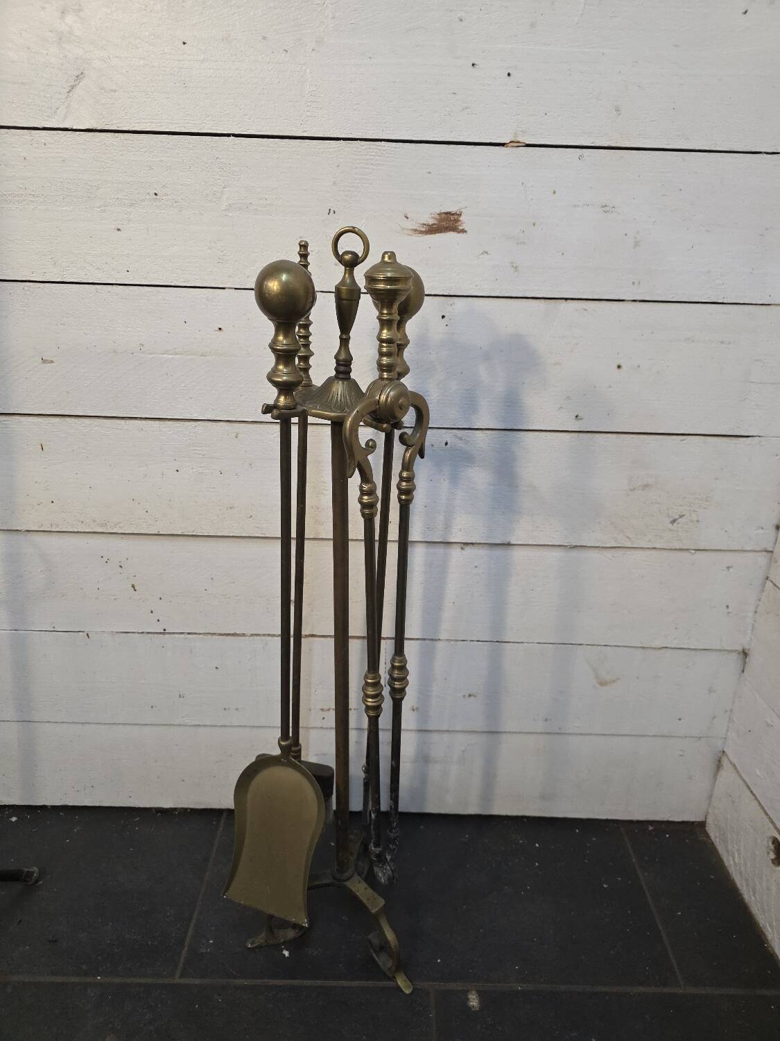 Solid brass fireplace set