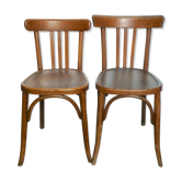 Paire de chaises de bistrot Mahieu et Fischel en bois courbé