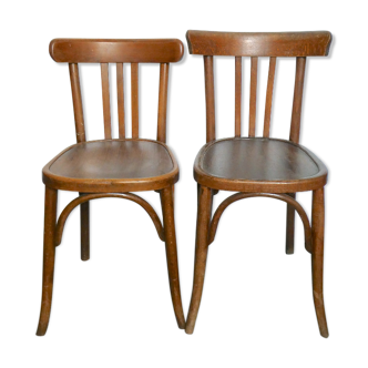 Pair of bistro Mahieu and Fischel bentwood chairs
