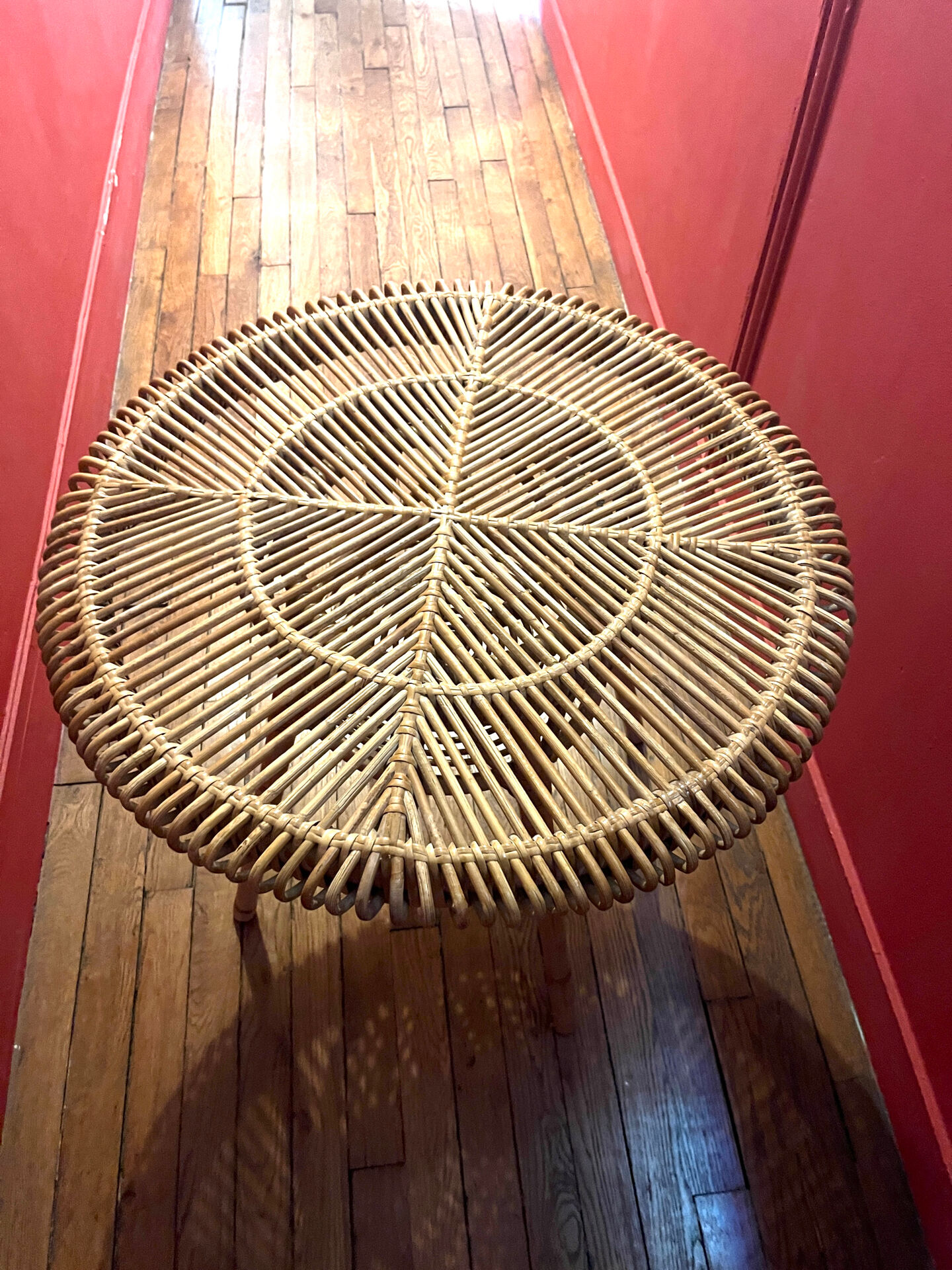 Vintage rattan and bamboo coffee table