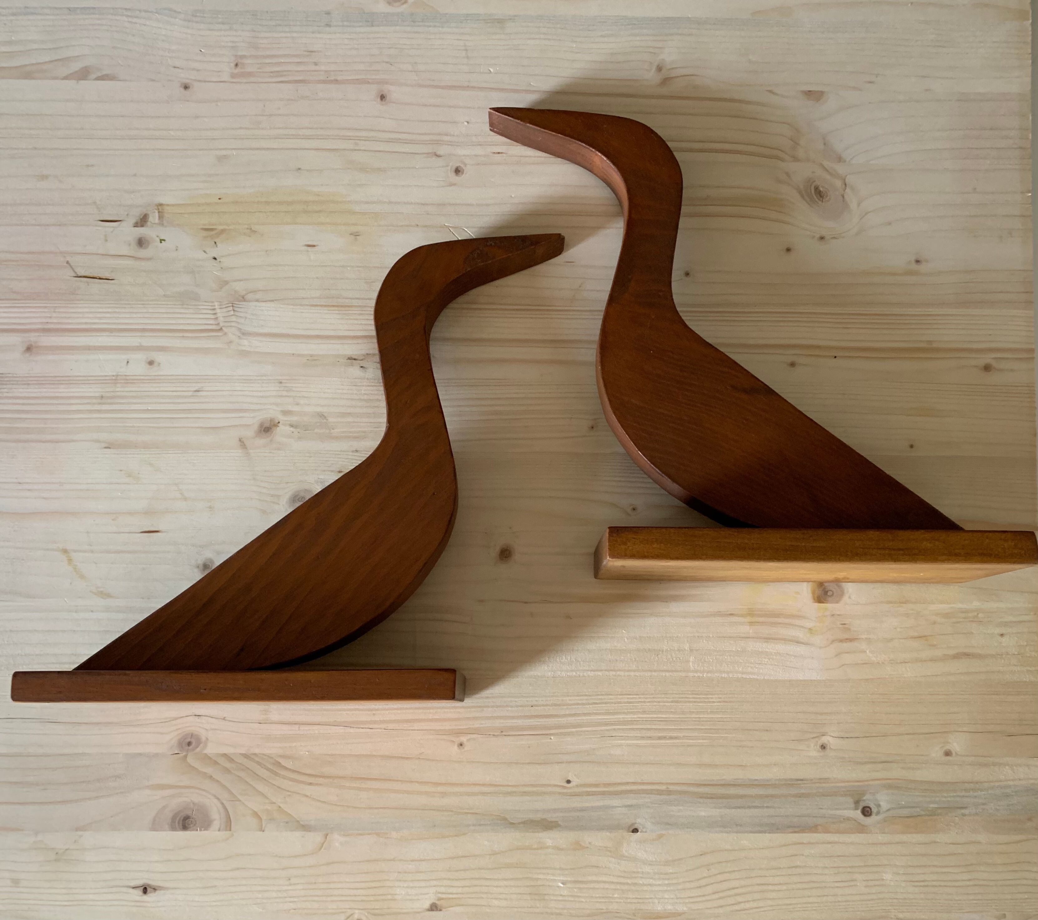 Vintage wood bird sculptures