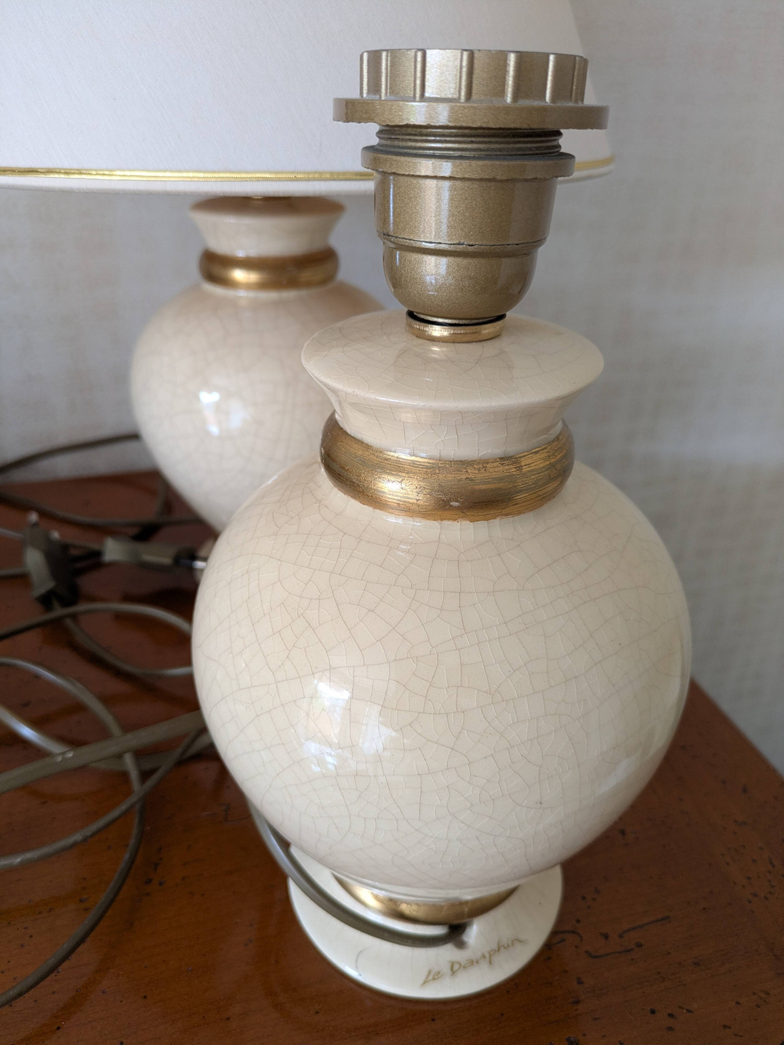 Set of 2 Crackled Ceramic Table Lamps with Gilding – Maison Le Dauphin