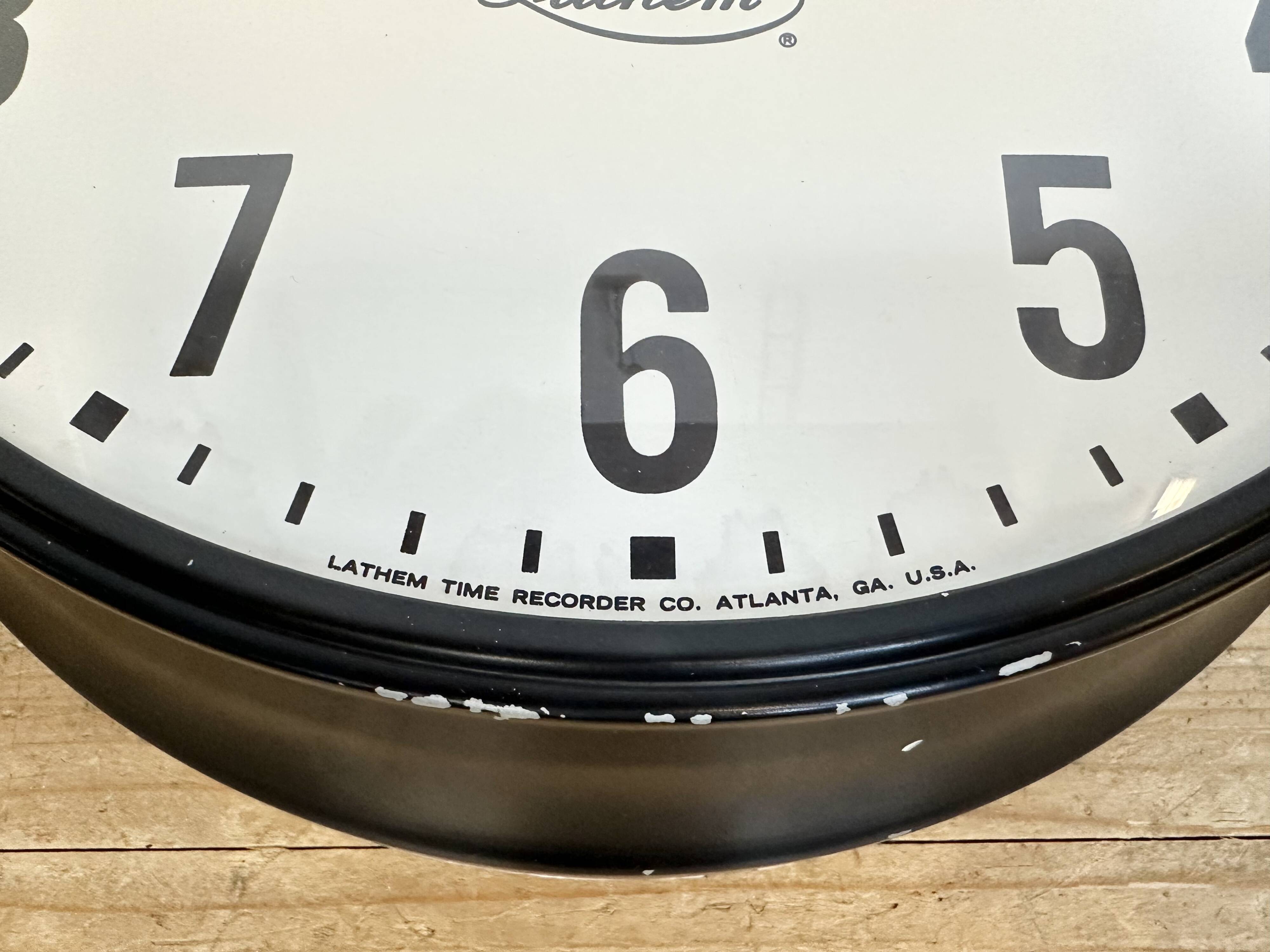 Vintage Black School Wall Clock from Lathem, 1980s