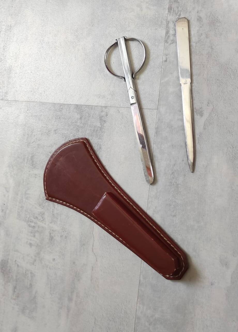 Vintage leather desk set