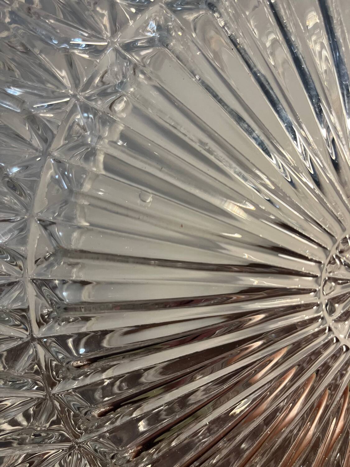 Plafonnier suspension XL verre ciselé esprit diamant
