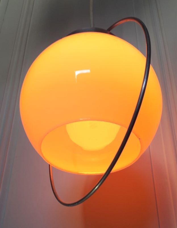 White opaline art deco hanging