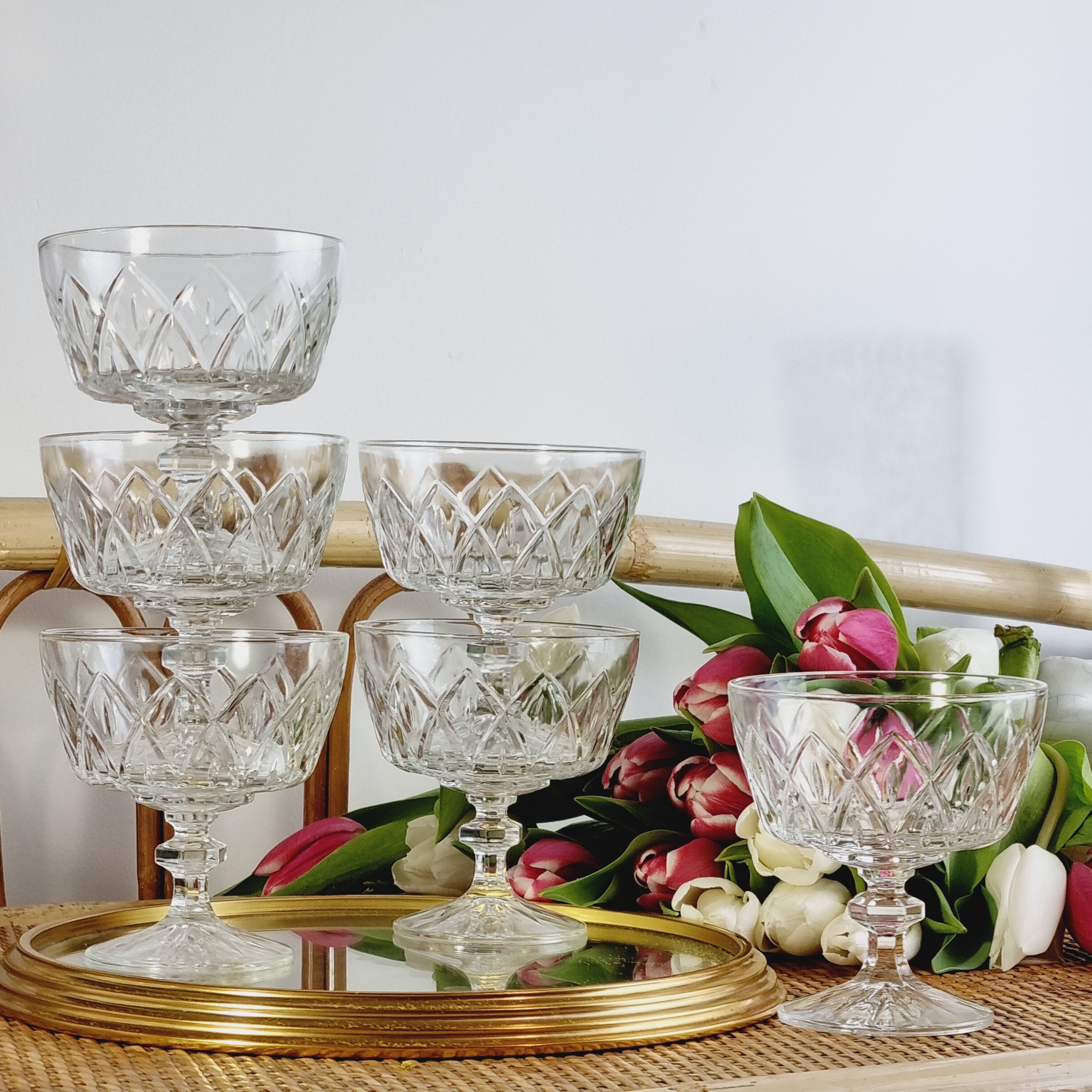 Lot de 6 coupes à champagne en verre