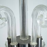 Rare Art Deco Italian Five-Arm Murano Glass Chandelier attributed to Seguso