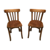 Paire de chaises bistrot et bohème hêtre vintage 1950