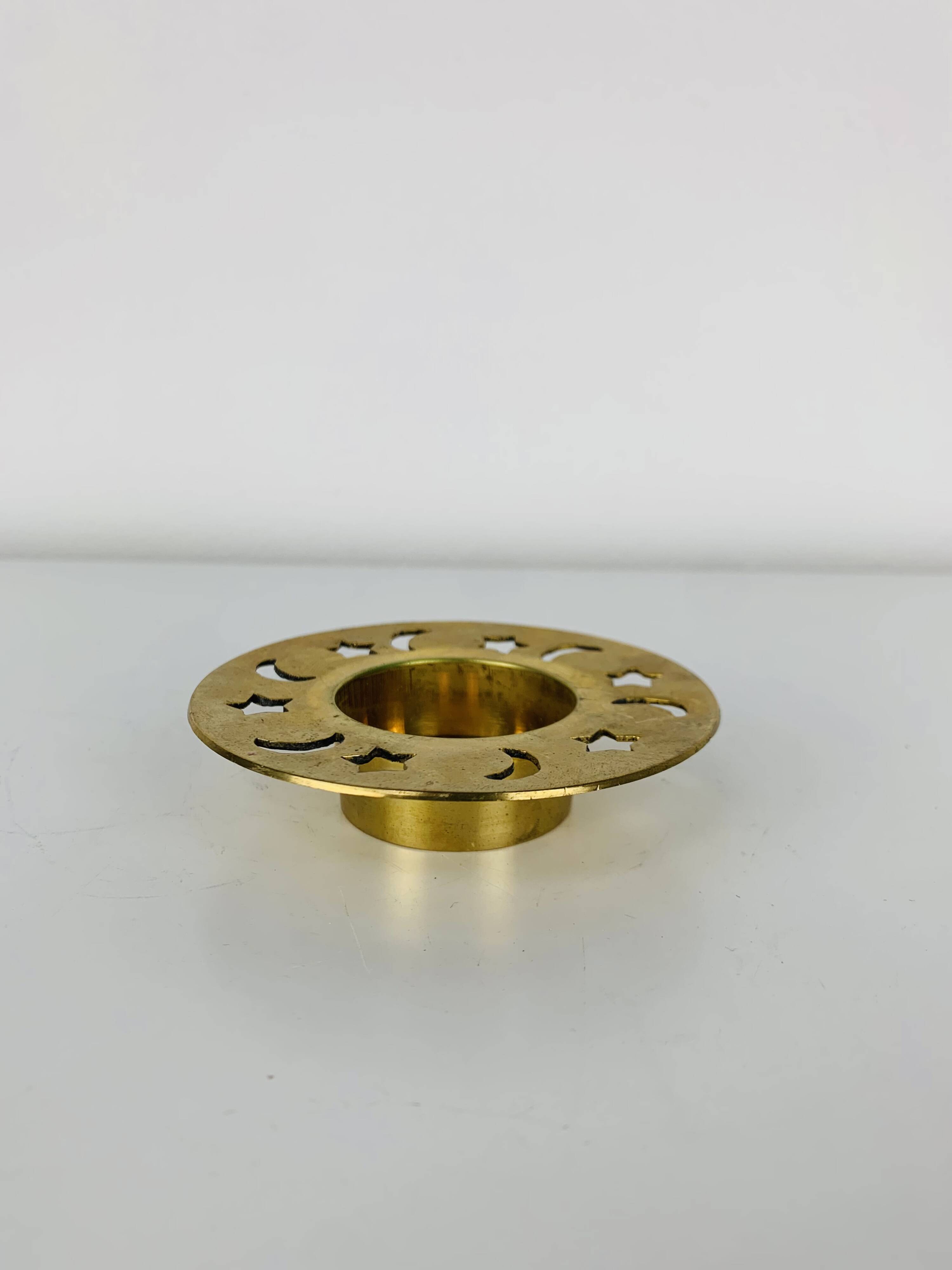 Vintage gold brass candle holder