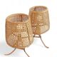 Mid-Century Bamboo and Cane Pair of Large Table Lamps By Louis Sognot, 1970s