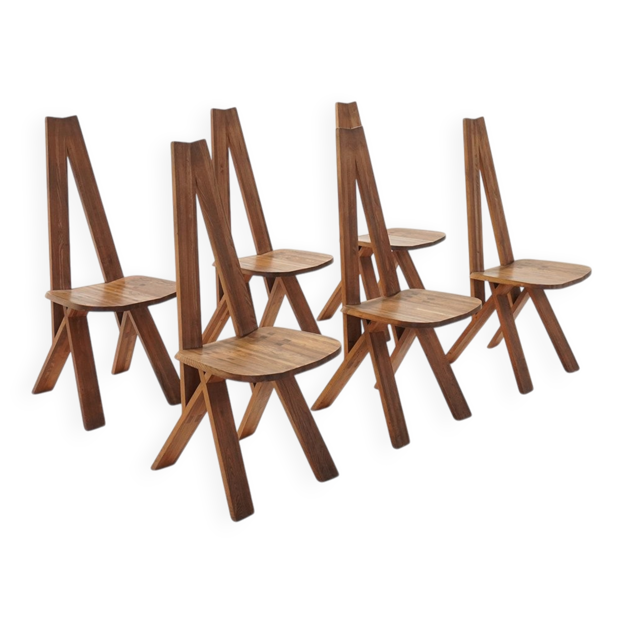 Vintage S45 Chlacc Dining Chairs by Pierre Chapo, 1970s, Set of 6