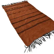 5x8 Terracotta & Black Vintage Kilim Rug, Handwoven Bohemian Bedroom Carpet