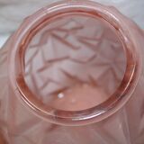 Pair art deco frosted glass vases with geometric pattern