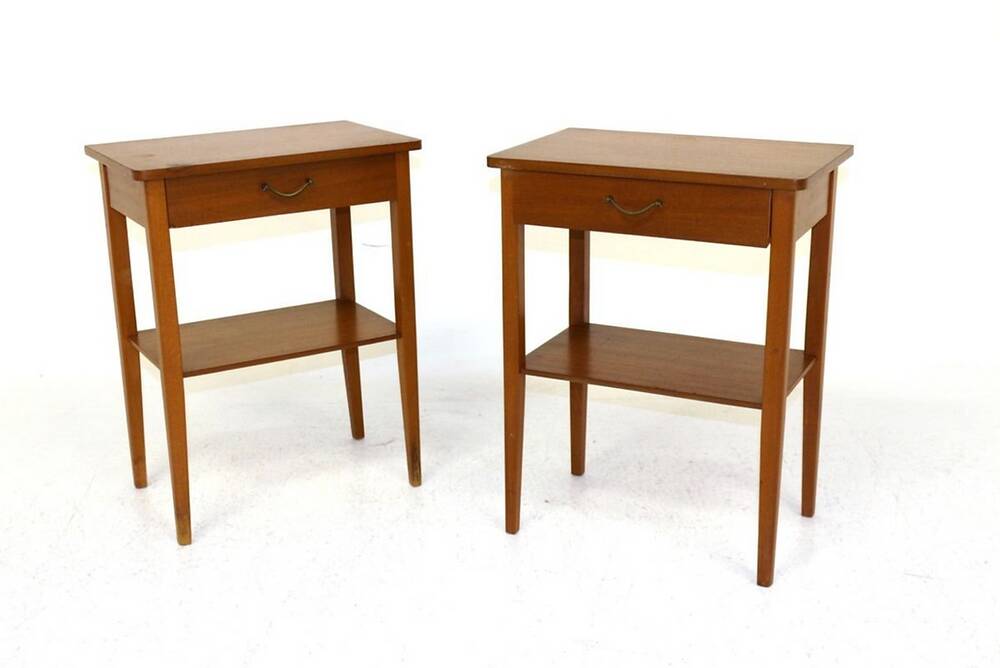 Set of 2 Scandinavian bedside tables in mahogany, Sweden, 1960.