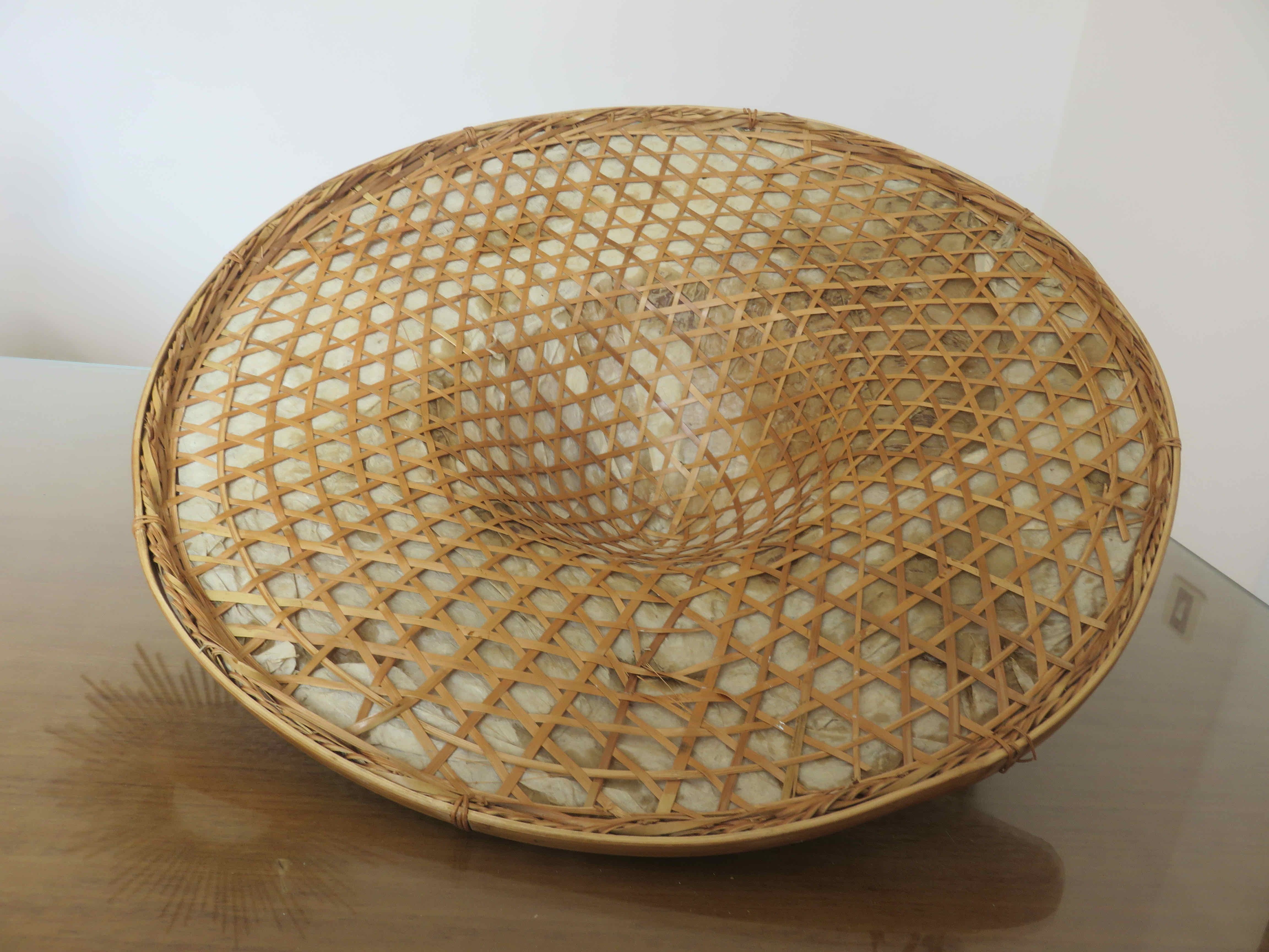 Asian braided wicker hat 70s