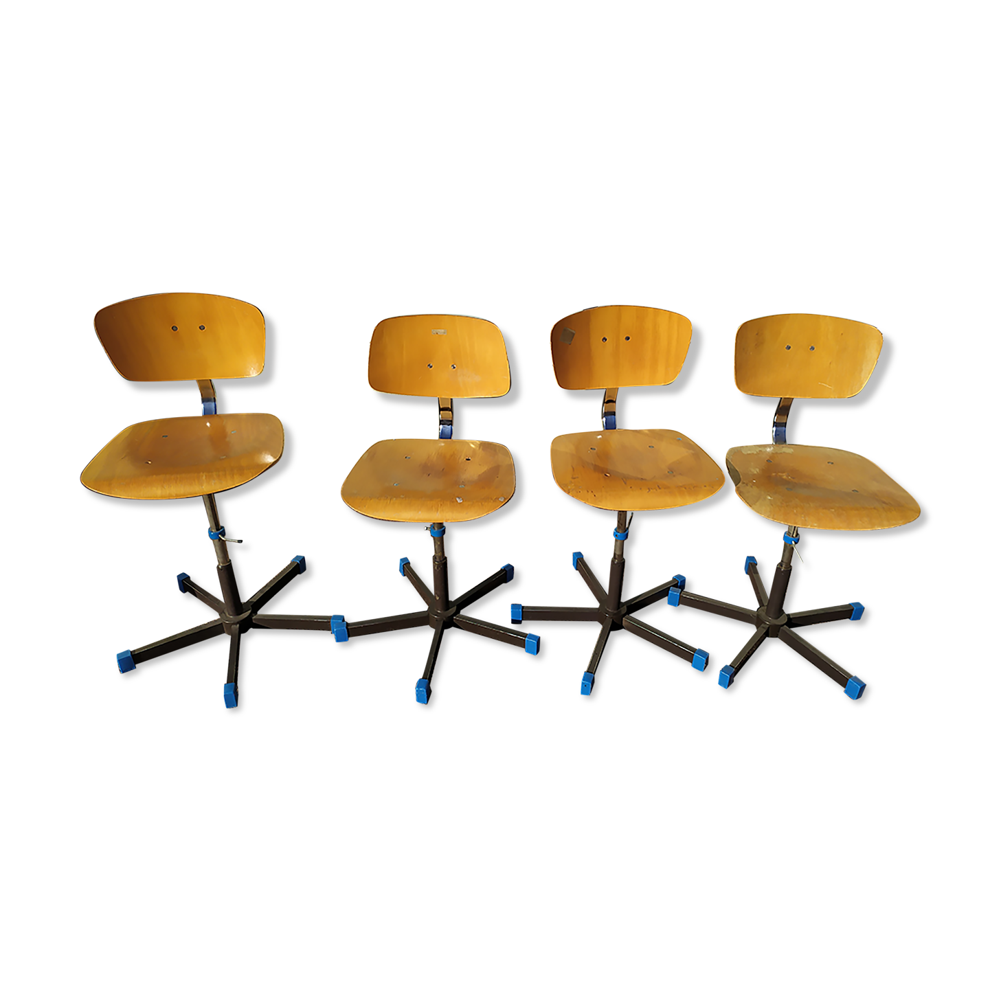 Set of 4 adjustable swivel sewing workshop chairs