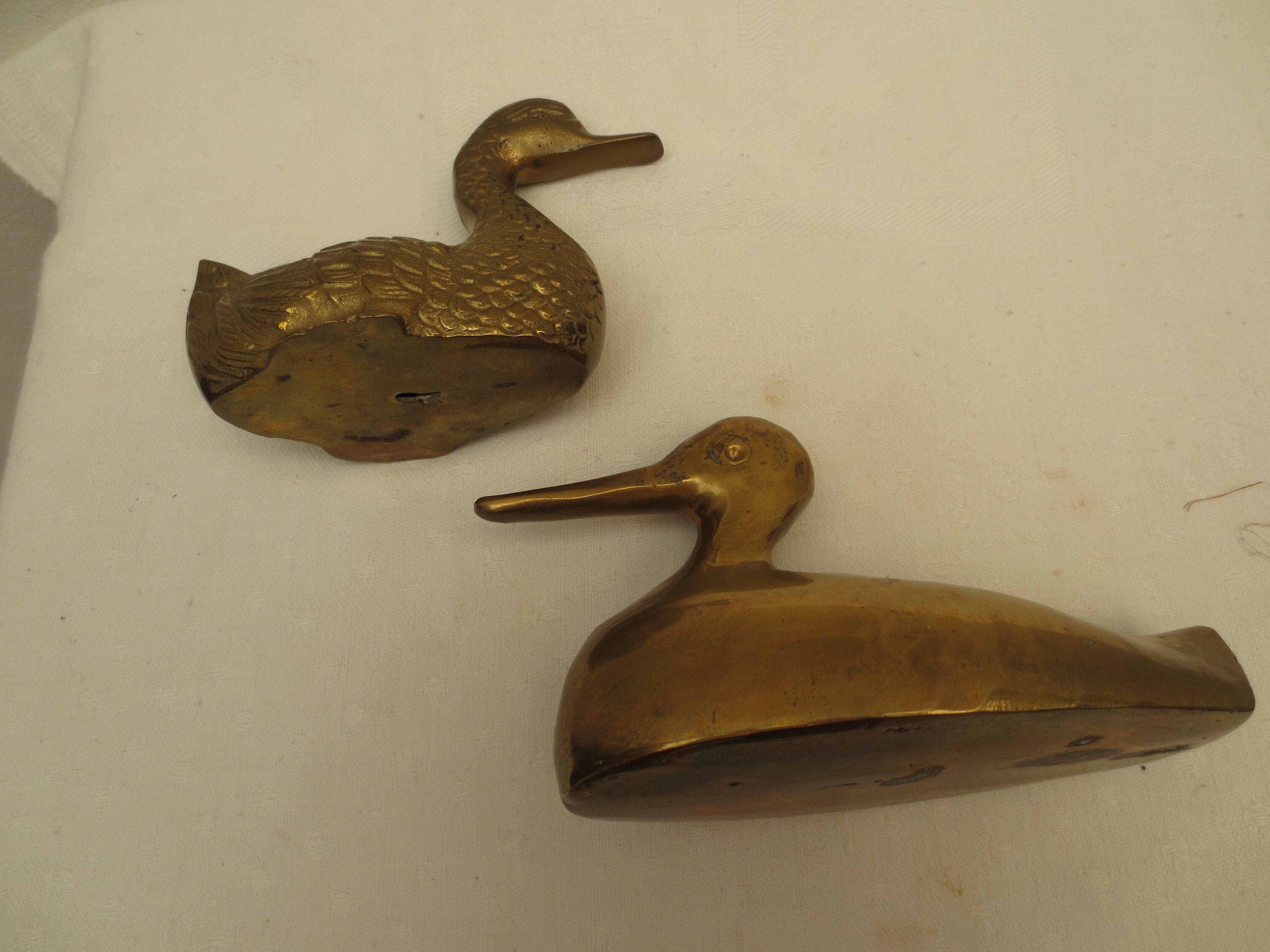 Vintage brass duck duo