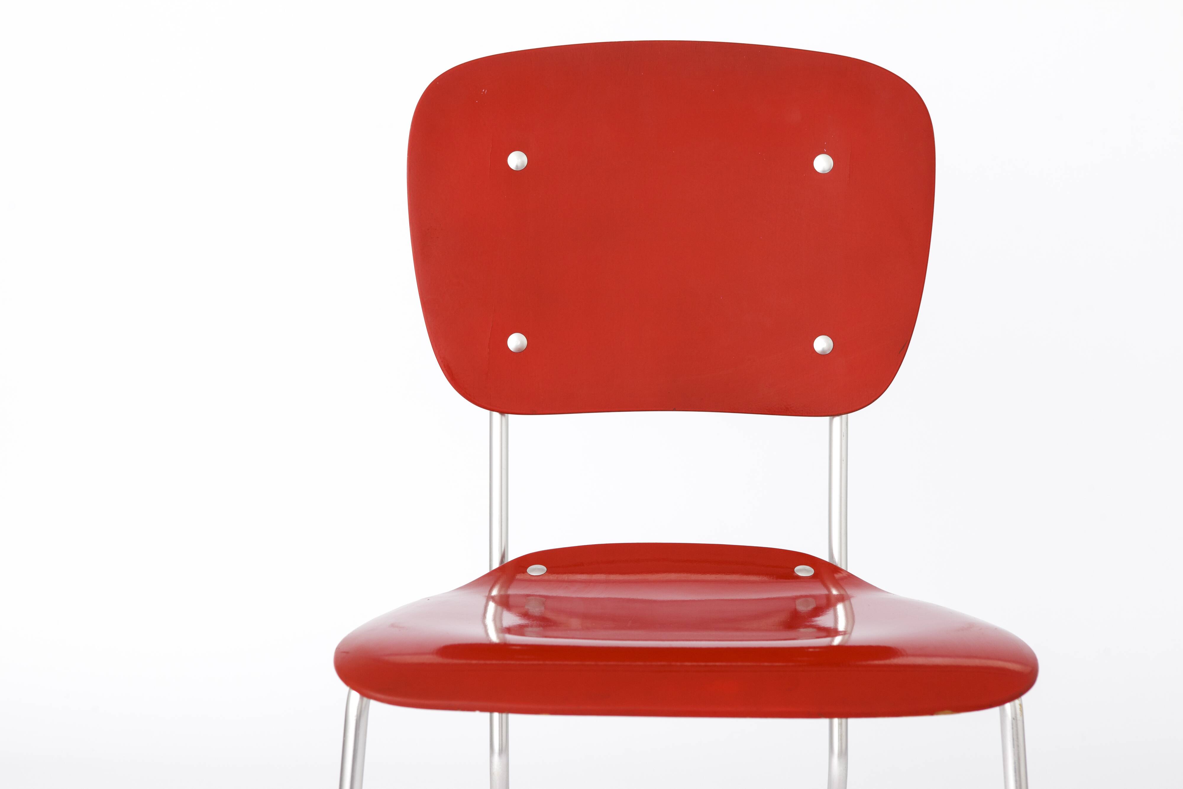 Ensemble de 4 chaises empilables d'Armin Wirth, modèle Aluflex, 1951 Allemagne