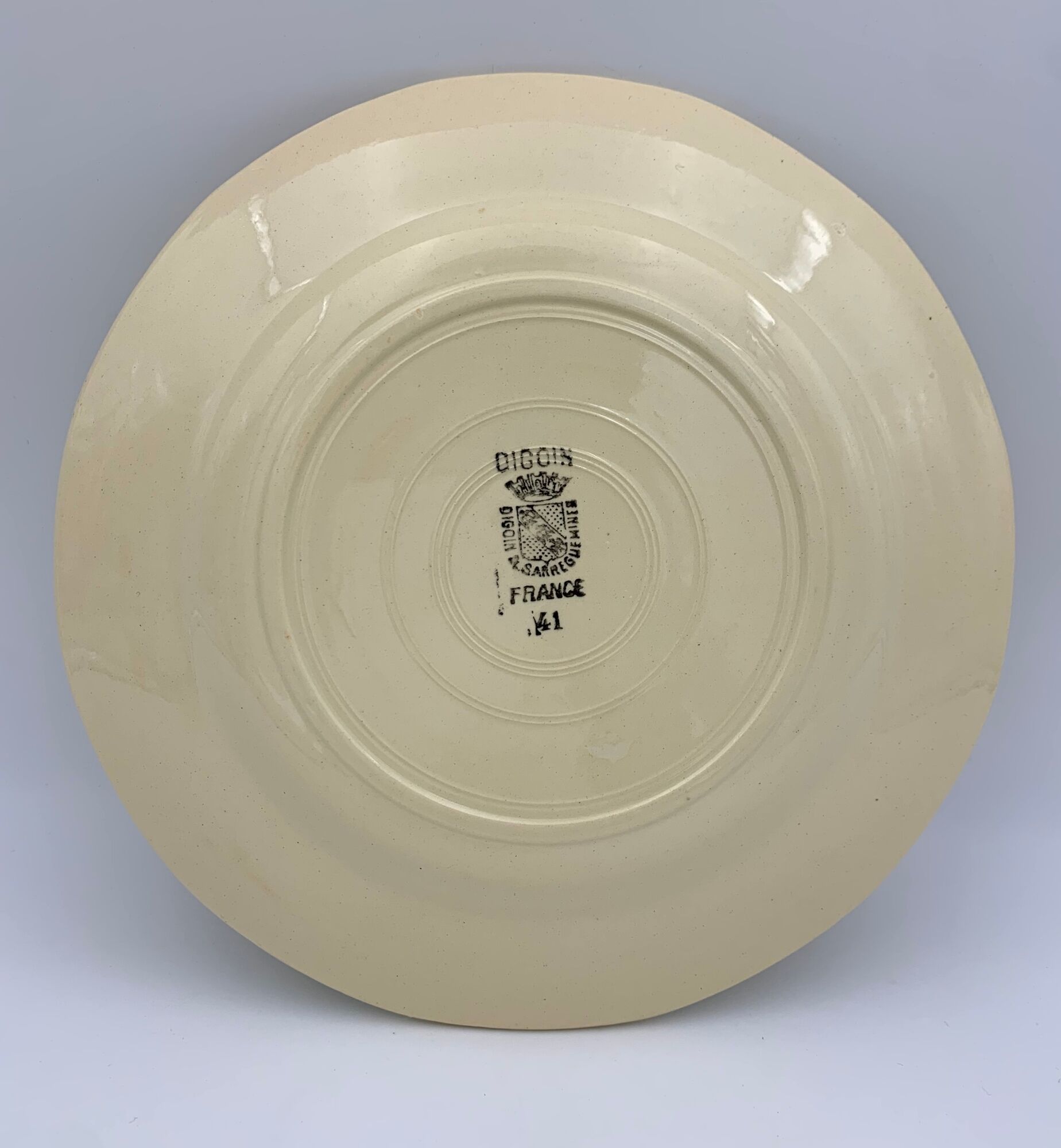8 assiettes à dessert vintage faïence terre de fer Digoin, années 1940