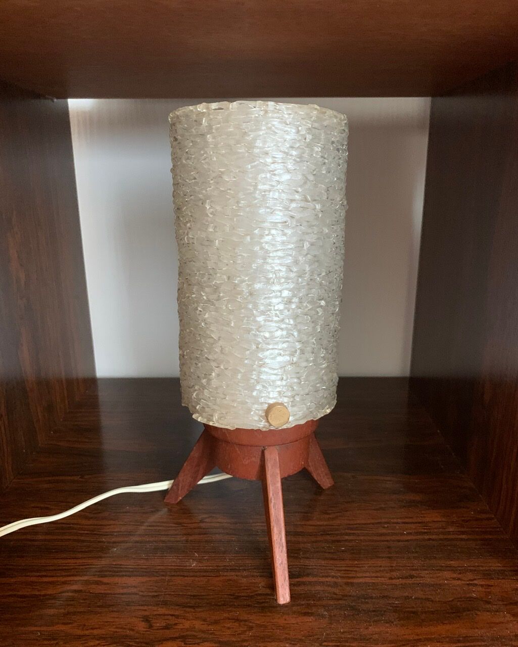 Scandinavian style tripod table lamp in teak by Arlus circa 50's/ 60