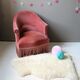 Fauteuil crapaud vintage rose poudré