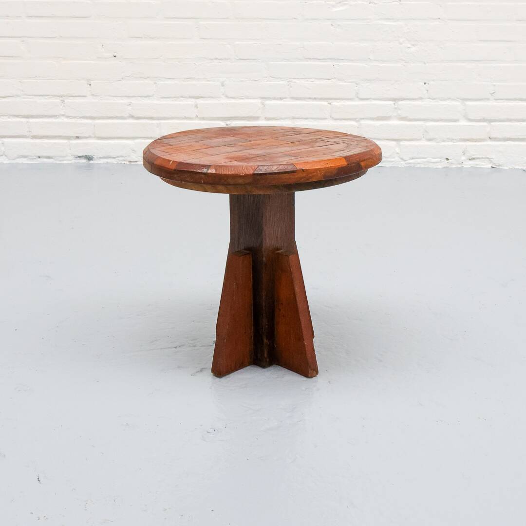 Wabi-sabi Brutalist Wooden Side Table