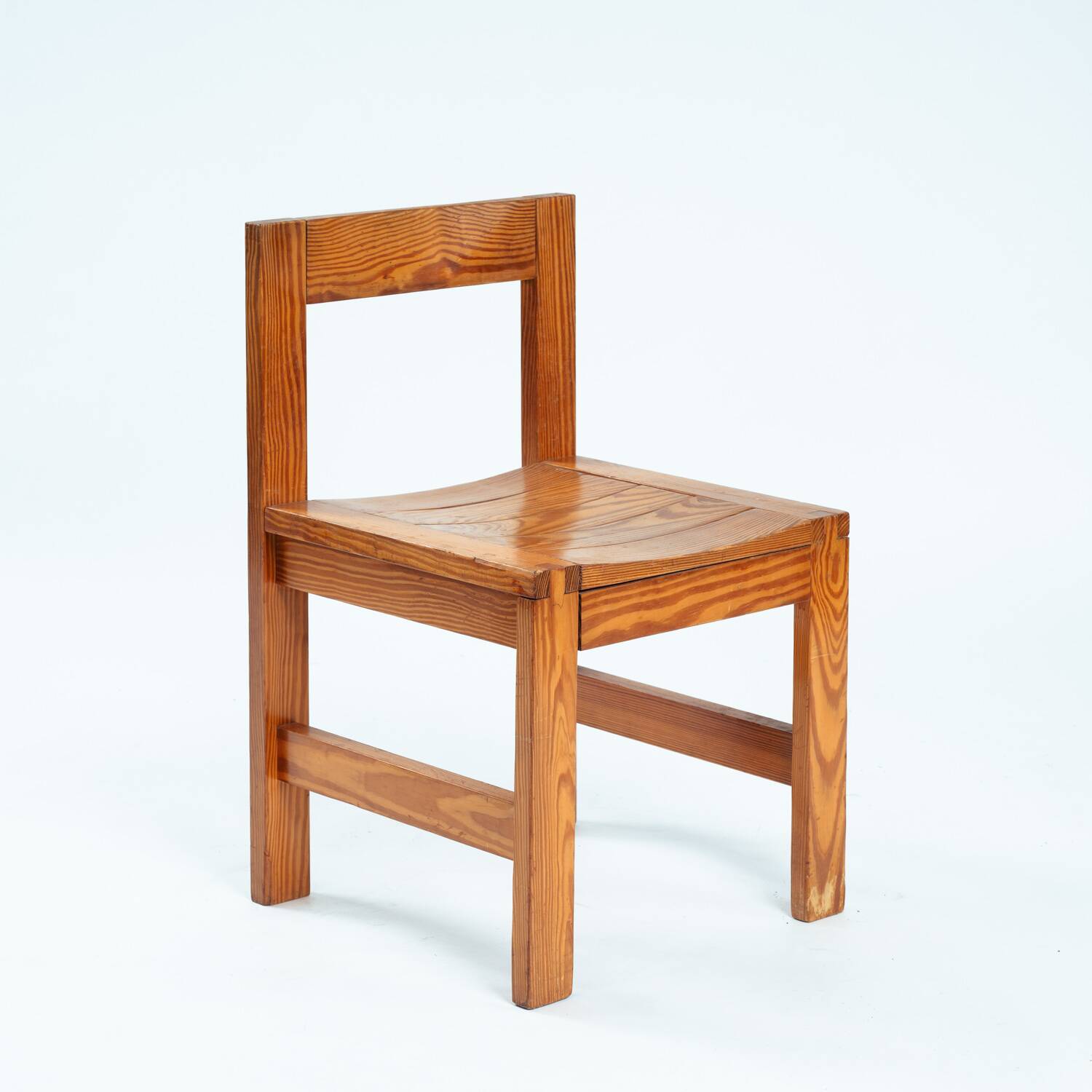 Minimalist vintage pine dining chairs with visible joints,The Netherlands,