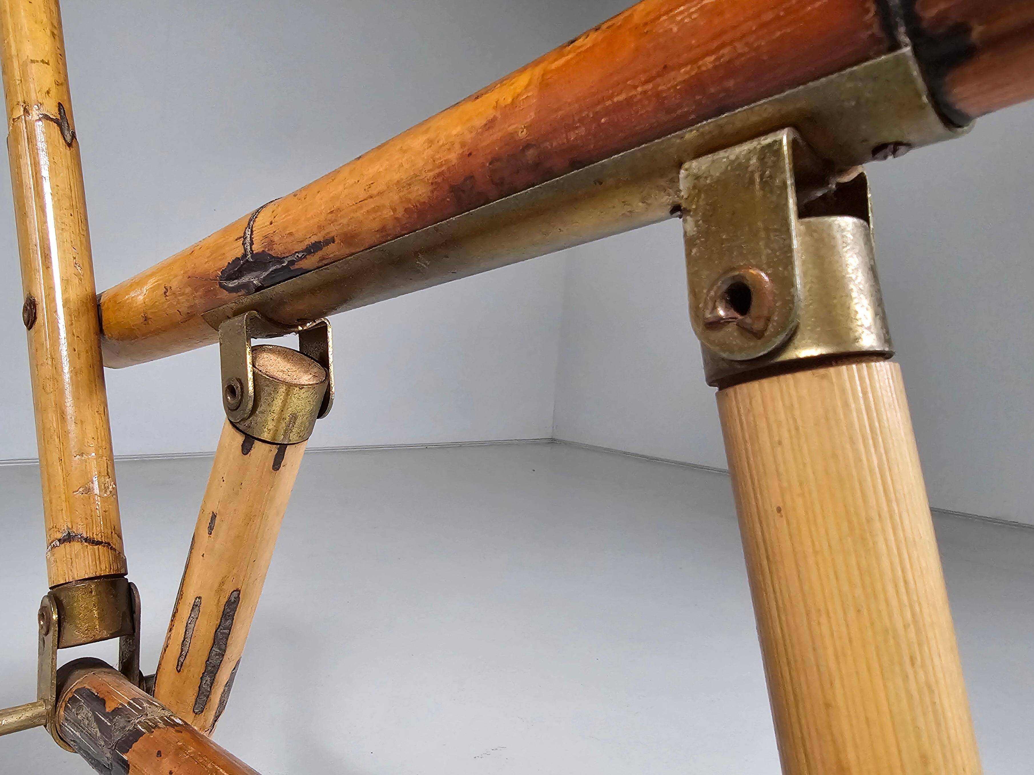 Bamboo and brass folding chairs, Italy, 1960s