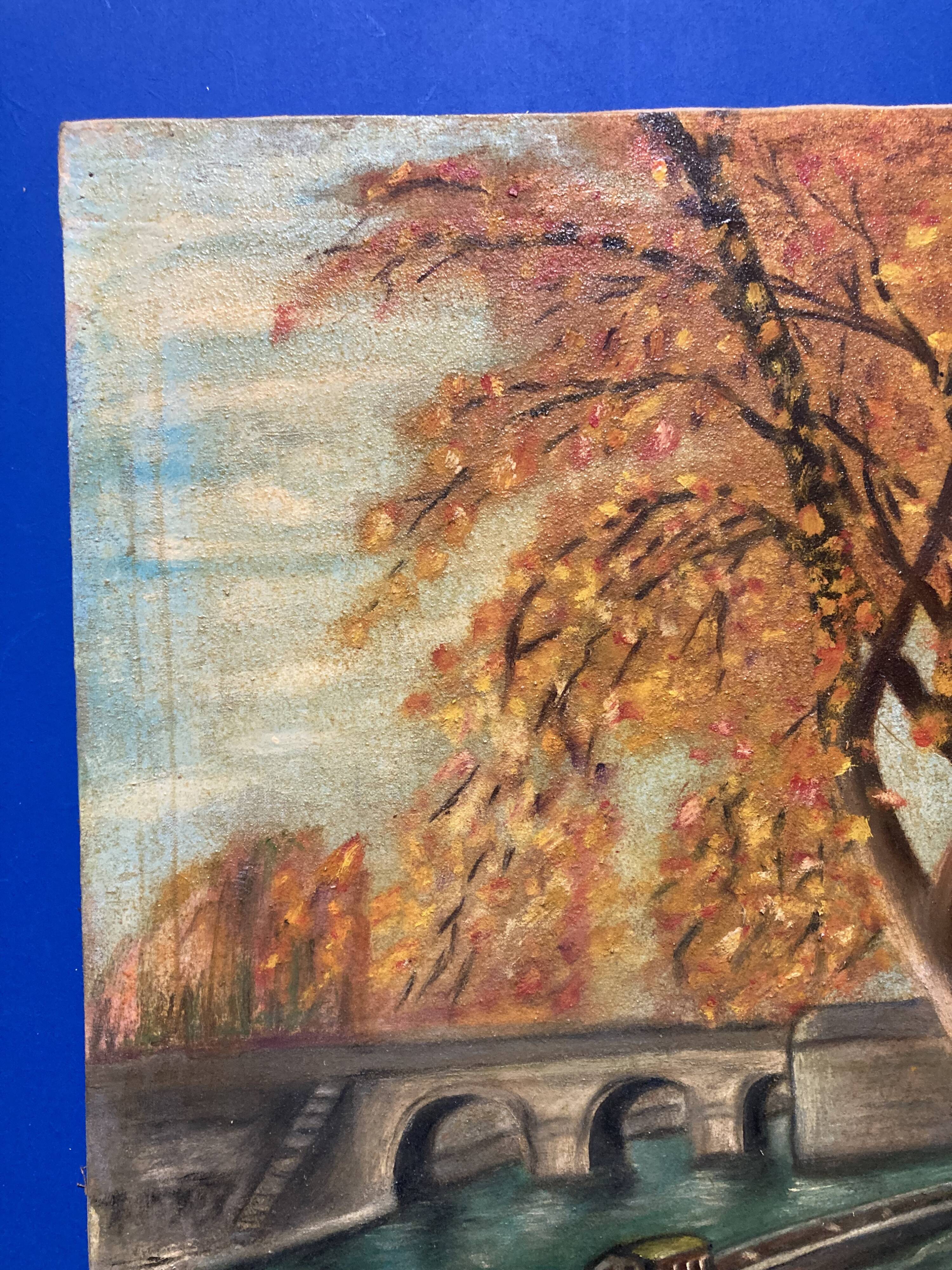 Robert morin, les quais de notre-dame de paris, huile sur toile