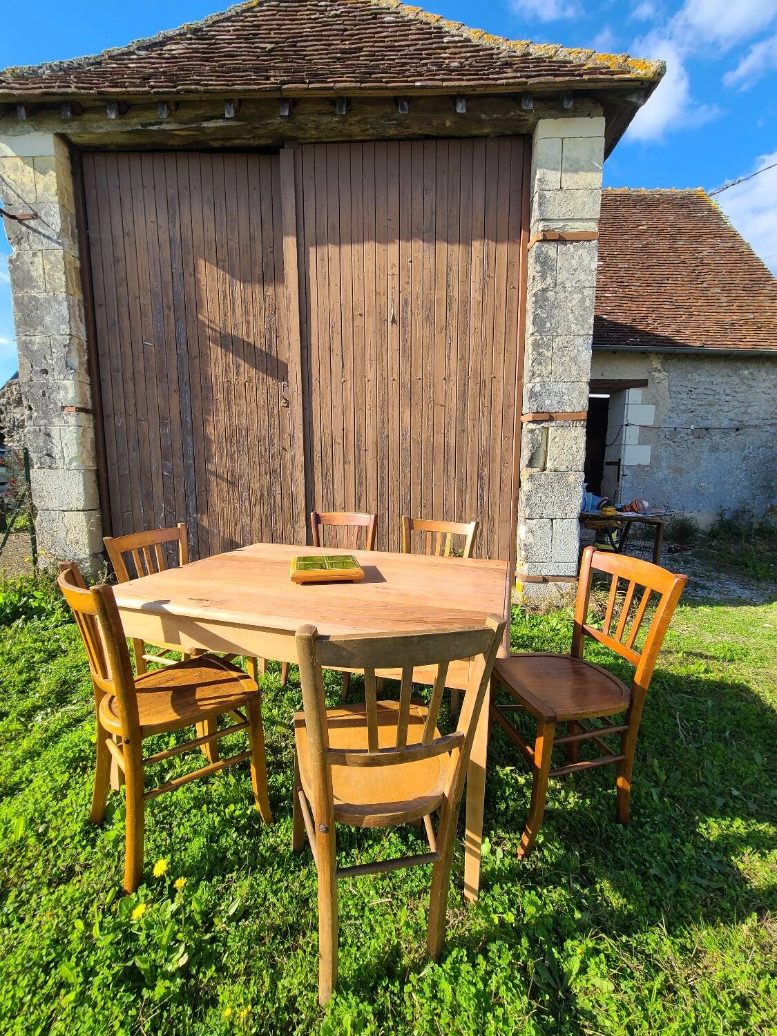 Cherry wood farmhouse table circa 1930