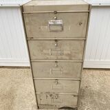 Ronéo 1950 industrial metal locker cabinet with 5 flaps