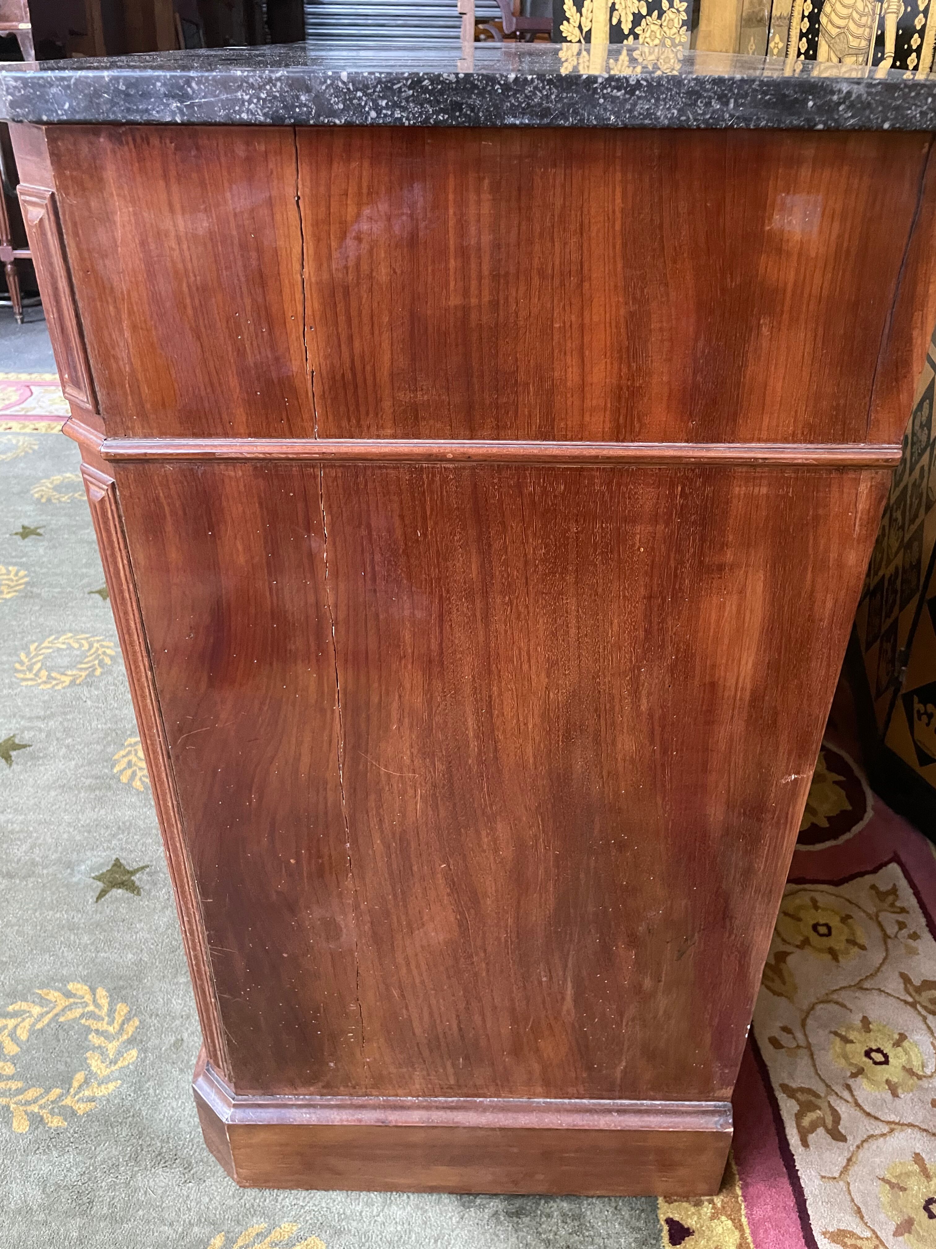 Louis Philippeen low sideboard mahogany and black marble 1900