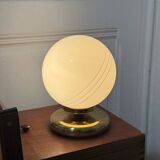 Hollywood Regency brass opaline globe lamp
