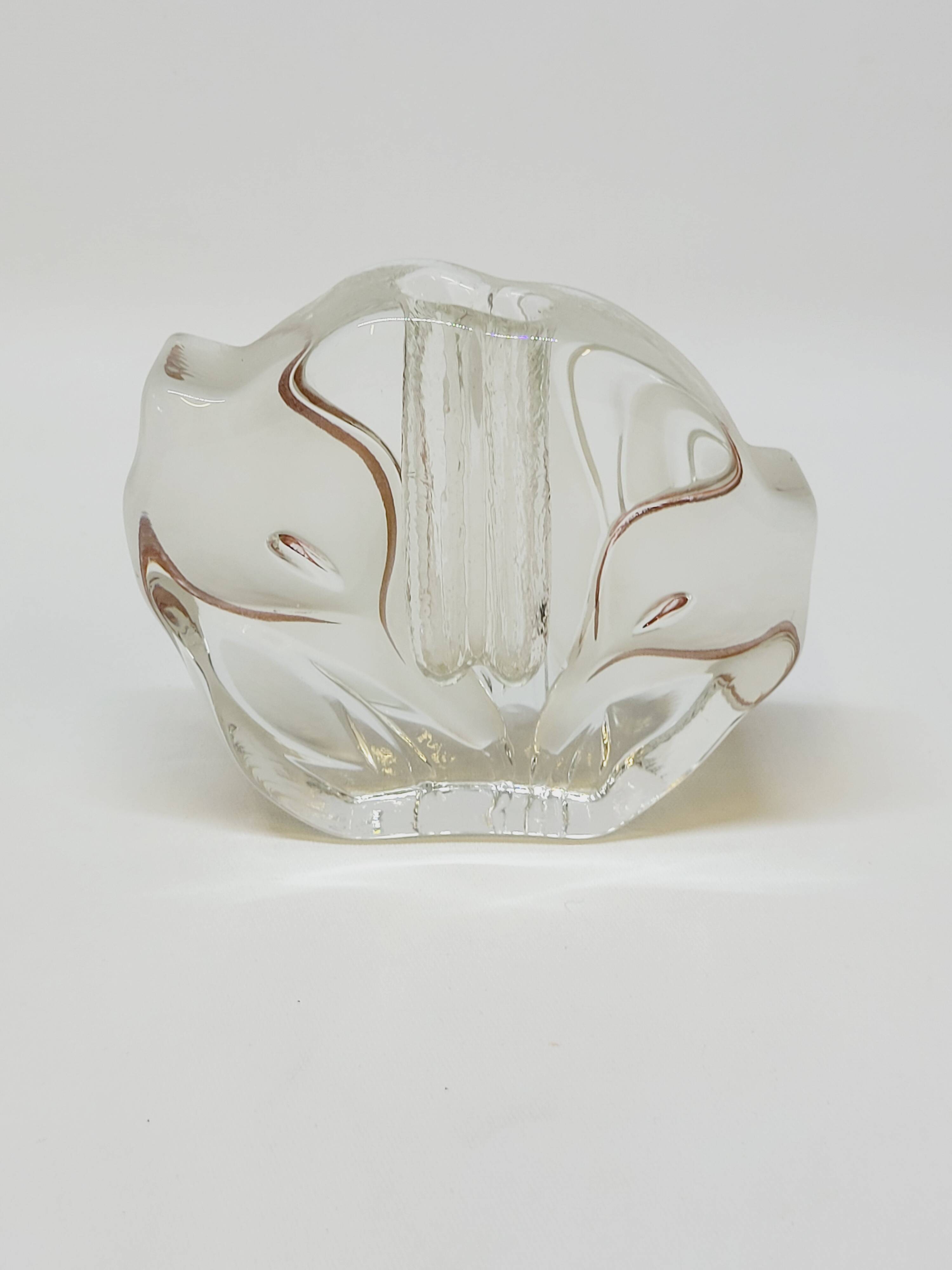 Vintage Walther Glas Germany Glass Soliflore Vase with Lily Decor