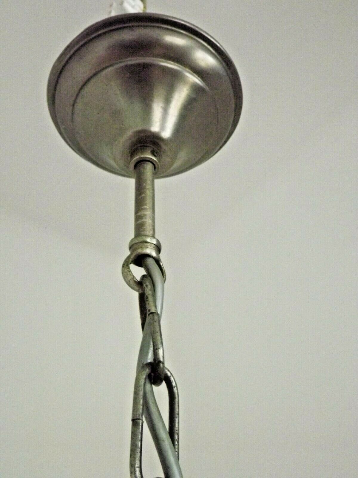 Vintage french 3 light silver brushed satin flemish chandelier