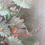 Tableau à l'huile nature morte marguerites signée Nancy Lee