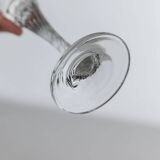 Clear Glass Champagne Flutes, Vintage 1980s, Set of 8 with Swirled Stems