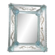 Venetian rectangular light-blue floreal hand-carving mirror in murano glass style