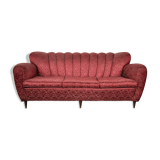 Mid-Century red and gold three-seater sofa by Paolo Buffa, Italy, 50s