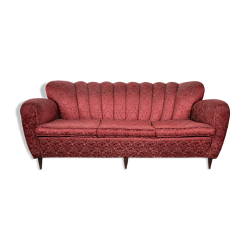 Mid-Century red and gold three-seater sofa by Paolo Buffa, Italy, 50s