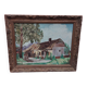 Oil on house mounted panel on the edge of the woods