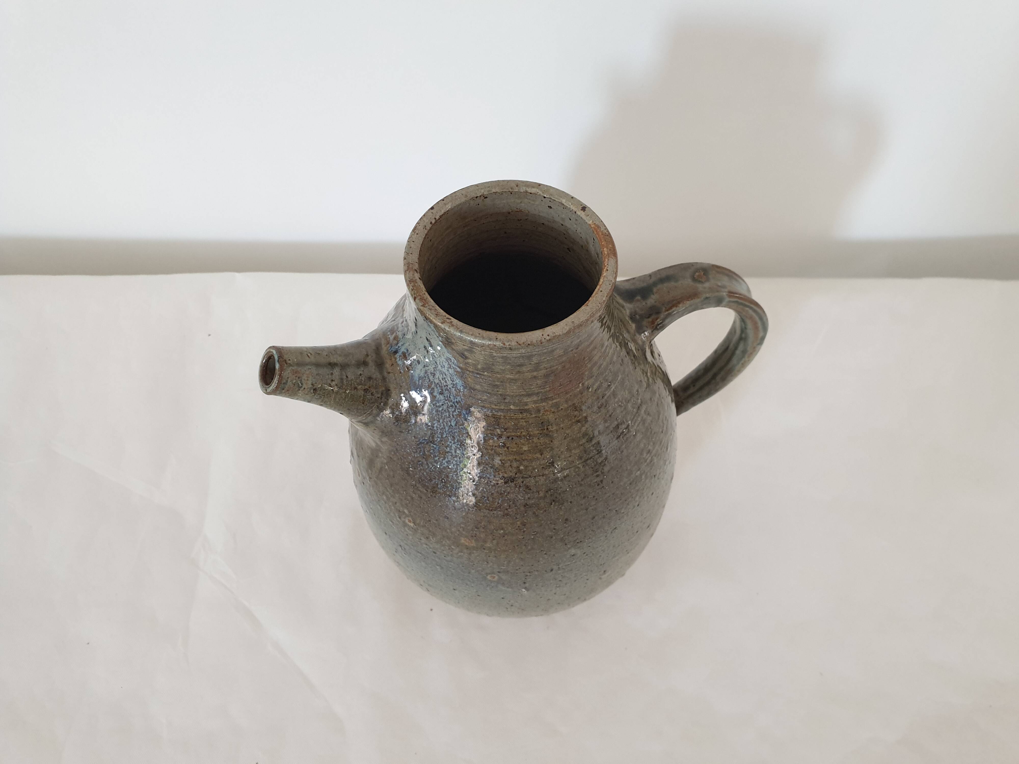 Ceramic pitcher signed Alain Prudhomme 19cm