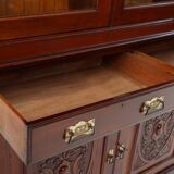 Art Nouveau Display Cabinet or Bookcase in oak with carvings and glass door