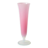 Small opaline vase, candy pink with opalescent feet, 1960.