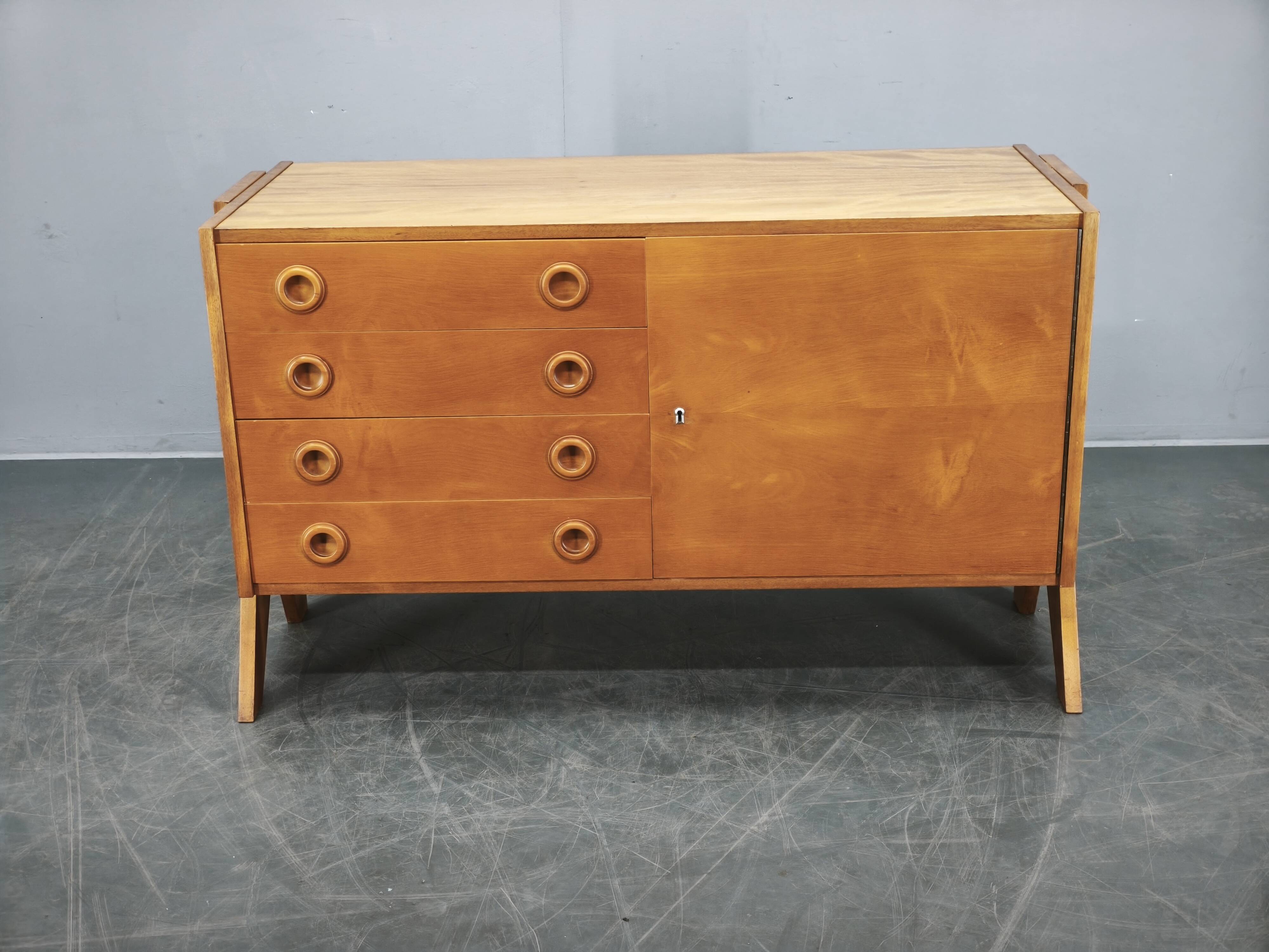 1960s Czechoslovak Maple Sideboard with Drawers and Cabinet