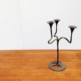 Amadeus Candle Holder in Brutalist Bronze, Italian Mid-Century by Kurt Jesch for Fratelli Tonini
