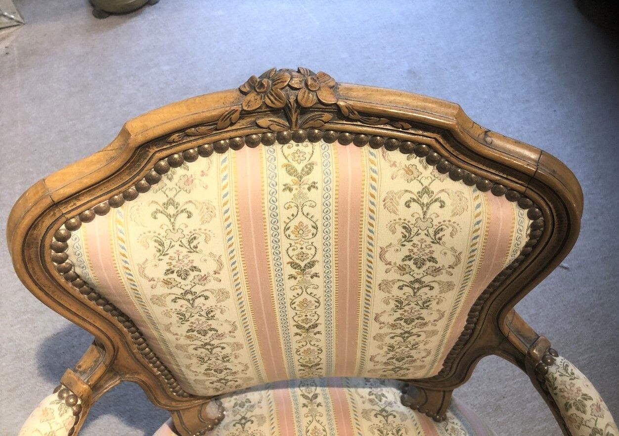 Pair of old armchairs Decor Rocaille Louis XV Bois Massif Fabric